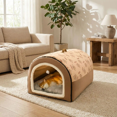 Niche pour chien intérieur Toupie brun dormir chien