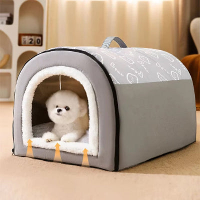 Niche pour chien intérieur Toupie gris blanc chien
