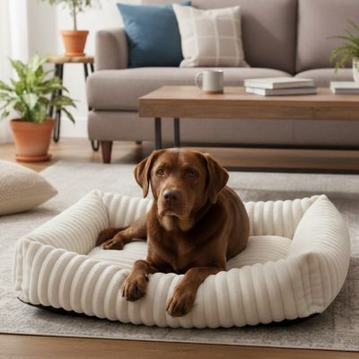 Panier chien ComfortableAndCozy blanc brun coucher chien