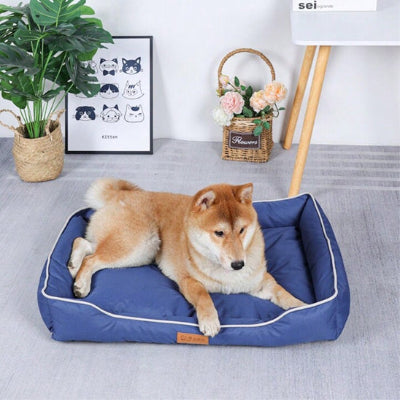 Panier chien ComfortableWashable bleu salon assis chien