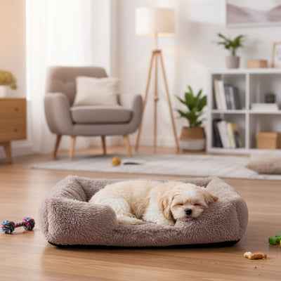 Panier chien ConfortPremium kaki blanc coucher chien