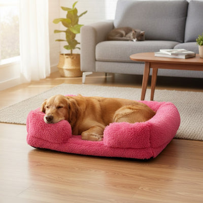 Panier chien ConfortPremium rose foncé brun coucher chien
