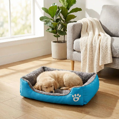 Panier pour chien ComfortWashable bleu coucher blanc chien