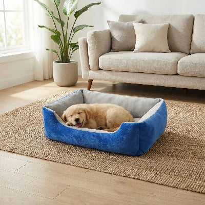 Panier pour chien ConfortLavable bleu coucher chien