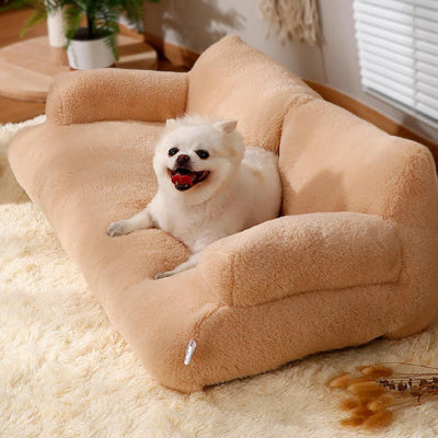 Panier pour chien ConfortableDouillet kaki assis blanc chien