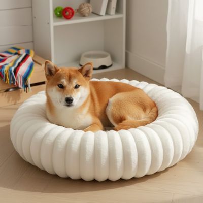 Panier pour chien HighlyComfortable blanc brun coucher salon chien