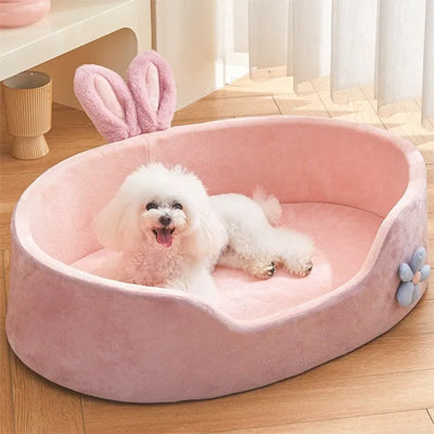Panier pour chien SuperComfortable rose blanc coucher salon chien