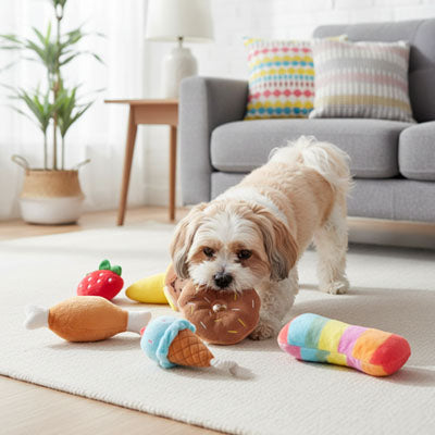 Peluche chien DuraInterac brun couché, peluche chien