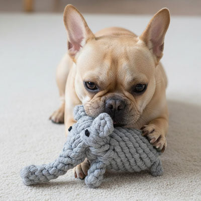 Peluche chien MagnificentSoftness éléphant brun coucher chien