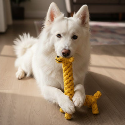 Peluche chien MagnificentSoftness girafe blanc coucher chien