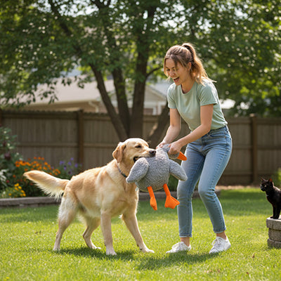 Peluche chien ResistActi gris arrêté brun chien