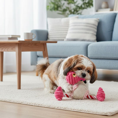 Peluche chien SweetMagnificent rose coucher brun chien
