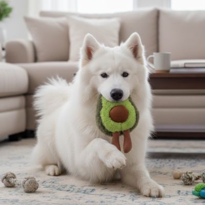 Peluche chien UltimateSoftness avocat blanc salon chien