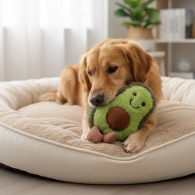 Peluche chien UltimateSoftness avocat coussin brun chien