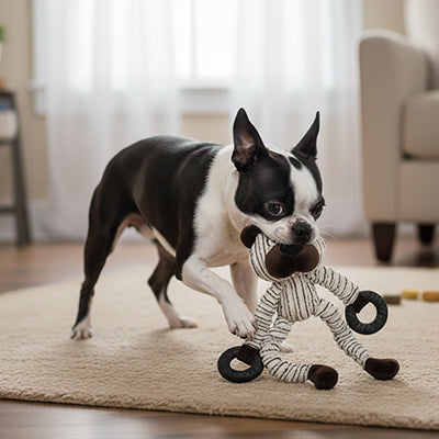 Peluche pour chien DurableExtra petit ours blanc noir jouet chien