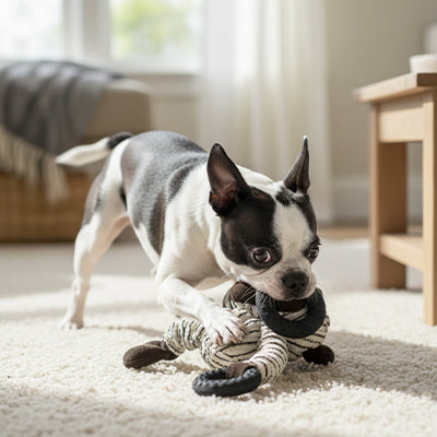 Peluche pour chien DurableExtra petit ours noir, blanc jouet chien