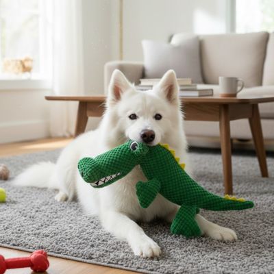Peluche pour chien HardWearing alligator blanc maison chien