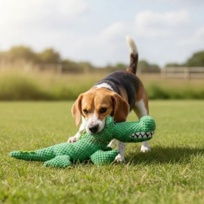 Peluche pour chien HardWearing alligator brun blanc noir chien