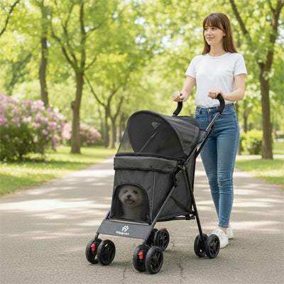 Poussette chien PremiumComfort noir coucher dehors chien