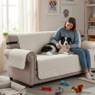 Protection canapé TheWashable camel noir couche chien