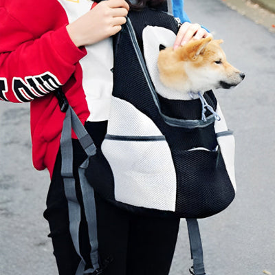 Sac à dos chien BackPackDog noir blanc brun chien