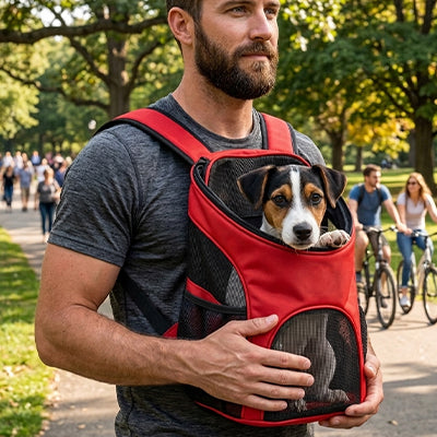 Sac à dos chien VentilatedComfort rouge avent chien