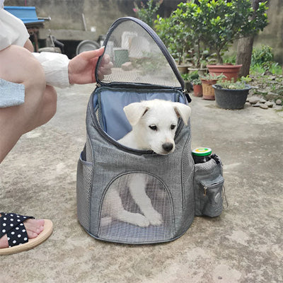 Sac à dos pour chien CanPack gris blanc plancher chien