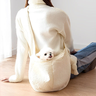 Sac de transport chien BasDog cou petit blanc mignon chien