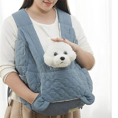 Sac de transport chien DogBike cou, blanc bleu chien