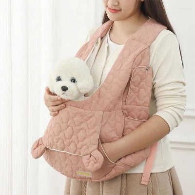 Sac de transport chien DogBike rose, cou blanc chien