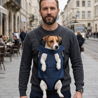 Sac de transport chien SecureComfort bleu marine blanc homme chien