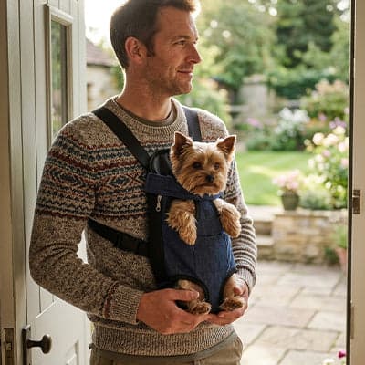 Sac de transport chien SecureComfort bleu marine brun homme chien