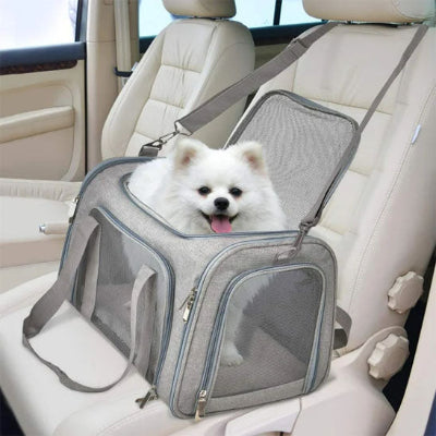 Sac de transport pour chien BackPack dossier gris chien
