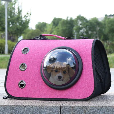 Sac de transport pour chien BagDog rose blanc brun chien