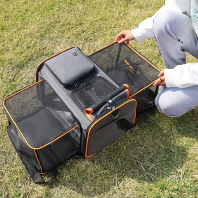 Sac de transport pour chien CarDog déplié orange chien