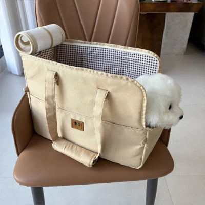 Sac de transport pour chien DogTrans beige siège chien