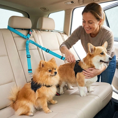 Sécurité chien ExcellentComfort bleu attache brun chien