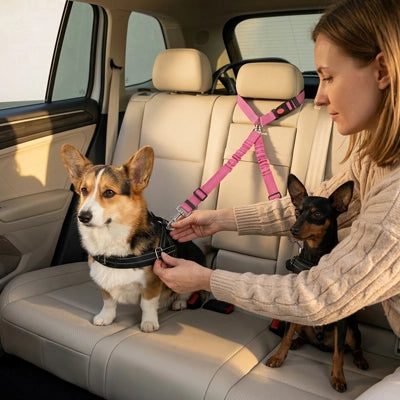 Sécurité chien ExcellentComfort rose attache chien