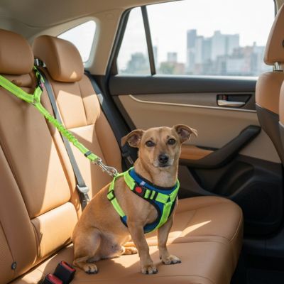 Sécurité chien ProtectionComfort vert assis chien