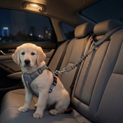 Sécurité chien SafetyComfort gris assis blanc chien