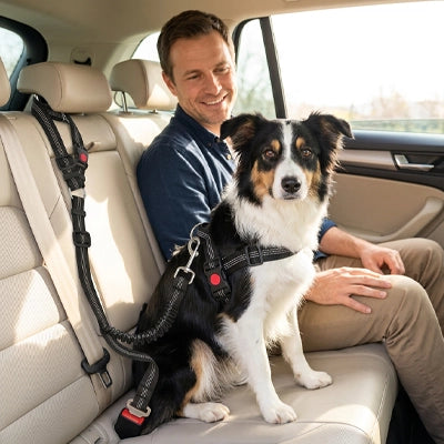 Sécurité chien TopNotchComfort noir assis noir blanc chien