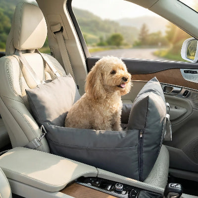 Siège auto chien DogSeat gris, brun chien