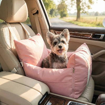 Siège auto chien DogSeat rose brun chien