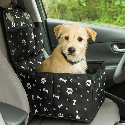 Siège auto chien SafetyAndComfort noir crème assis chien