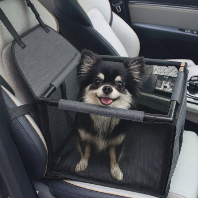 Siège auto pour chien Secure gris foncé noir blanc chien
