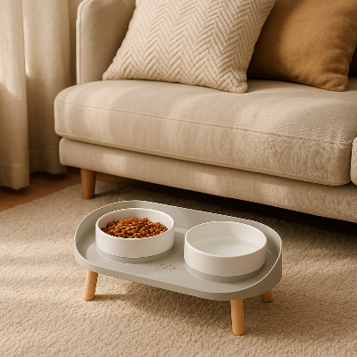 Support gamelle chien BowlStand blanc chien