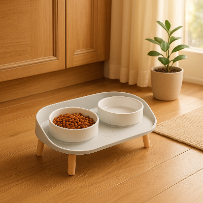 Support gamelle chien BowlStand nourriture eau blanc chien