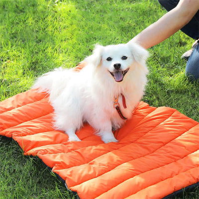 Tapis XXL pour chien DogCooling blanc orange chien