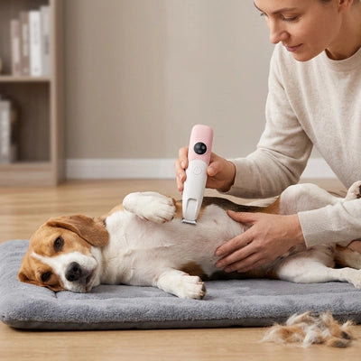 Tondeuse chien DogBrushQuiet rose coucher chien