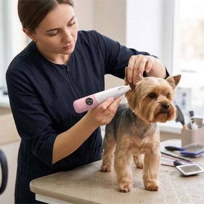 Tondeuse chien DogBrushQuiet rose oreille chien